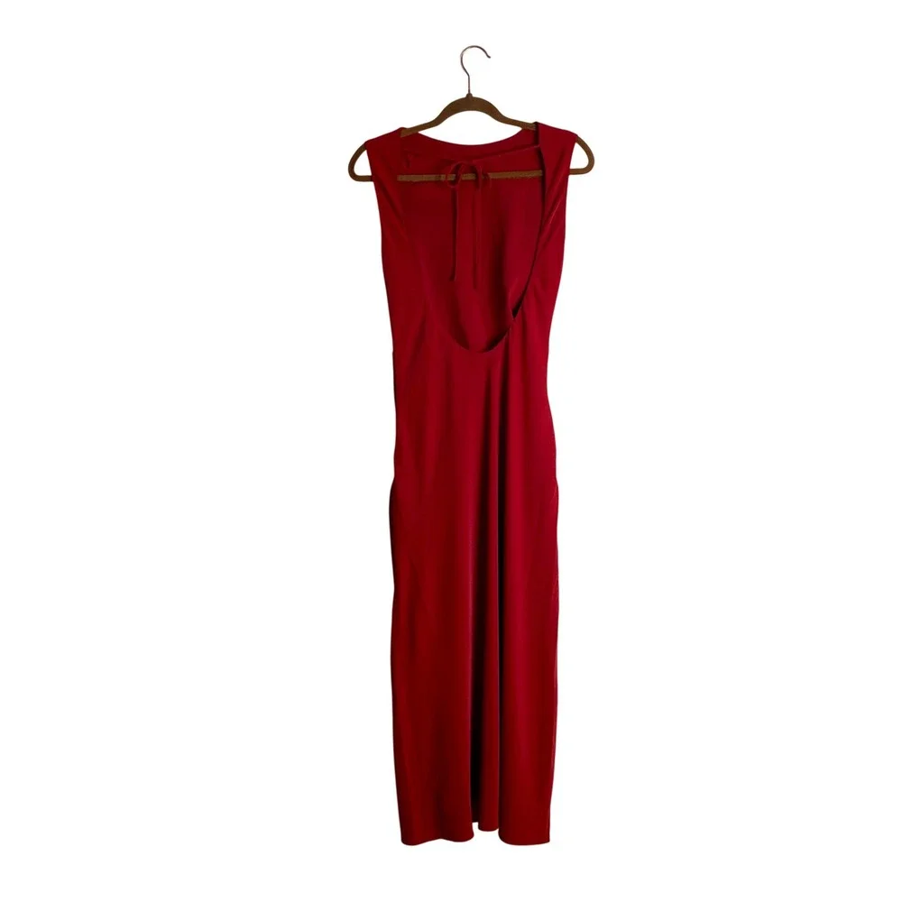 NWT Abercrombie & Fitch Red Backless Ruched Midi Dress Med Cocktail Formal Event